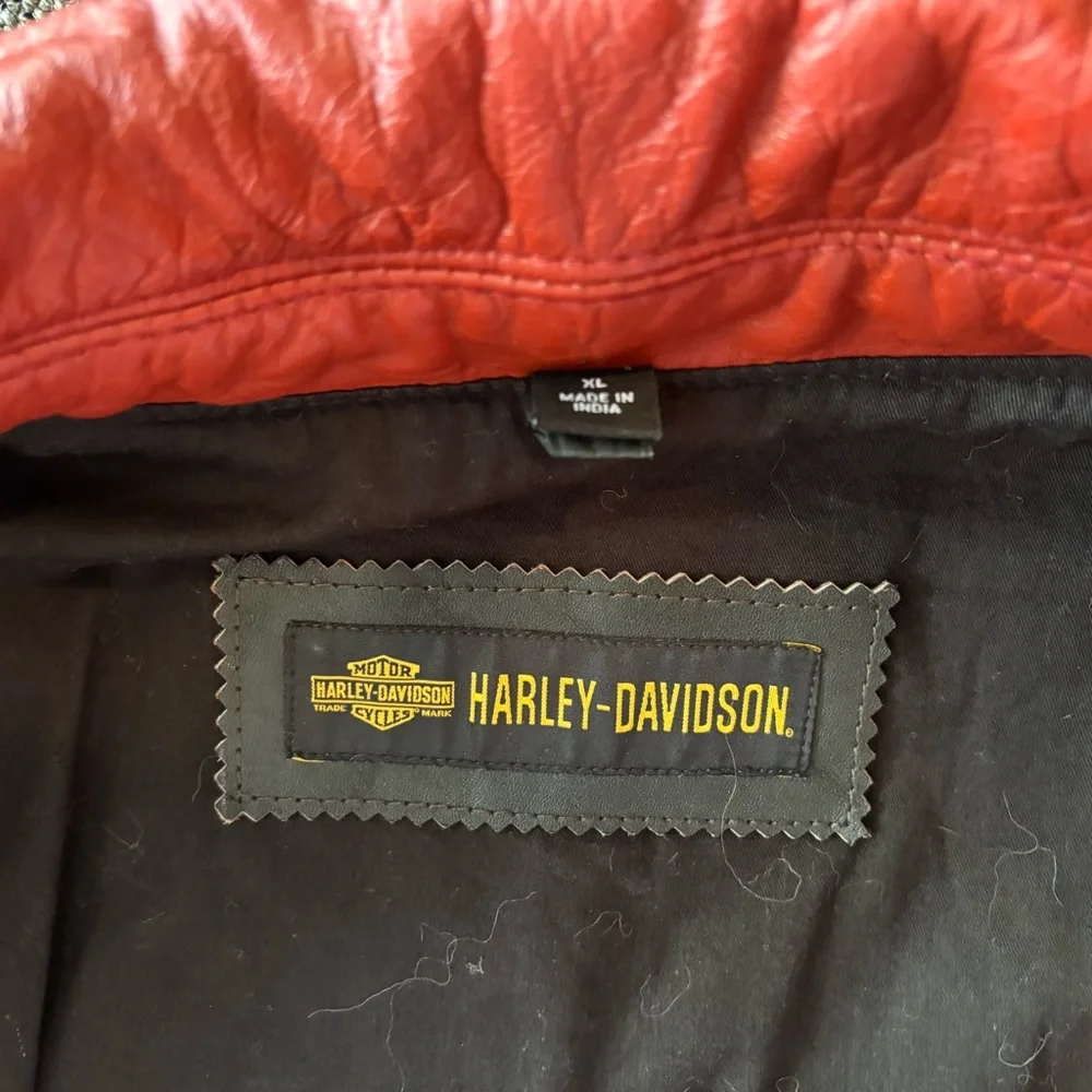Harley-Davidson Red Leather Biker Vest - Picture 7 of 7
